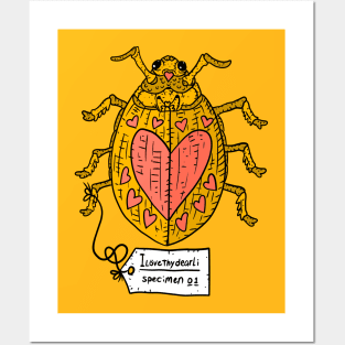 golden love bug, i love you dearly. cute vintage artwork. Posters and Art